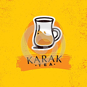 Karak Milk Chai Illustration On Organic Background. Spicy Hot Tea Design Element Vector Design