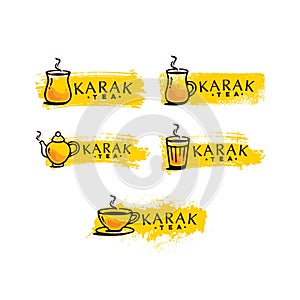 Karak Milk Chai Illustration On Organic Background. Spicy Hot Tea Design Element Vector Design