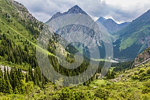 Karakol valley in Terskey Ala-Too mountain range in Kyrgyzst photo
