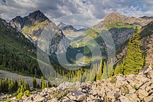 Karakol valley in Terskey Ala-Too mountain range in Kyrgyzst photo