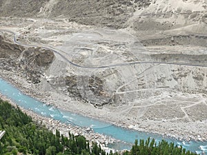 Karakoram highway as seen from hunza
