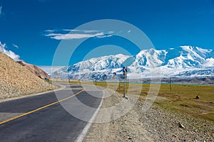 Karakoram Highway in Pamir Mountains, Akto County, Kizilsu Kirghiz Autonomous Prefecture, Xinjiang, China.