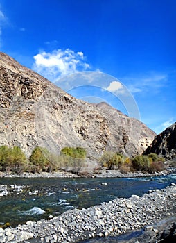 Karakoram Mountain Range and the Indus River