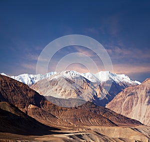 Karakoram mountain range in Ladakh, India