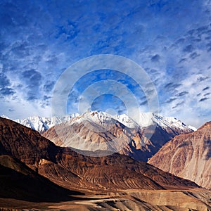 Karakoram mountain range view in Ladakh, India