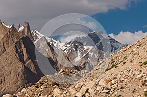 Karakoram mountains landscape in K2 base camp trekking route, Gilgit Baltistan in Pakistan