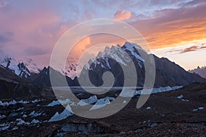 Karakoram range at sunset, Northern Pakistan photo