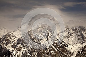 Karakorum range in northern areas of Gilgit Baltistan Pakistan broad  peak in background