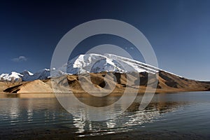Karakul lake, alpine azure lake in China