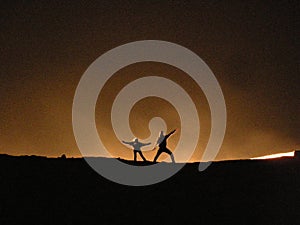 Karakum Desert Gas crater couple in the light