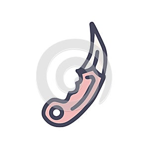 karambit knife color vector doodle simple icon
