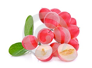 Karanda or carunda tropical fruit isolated on white