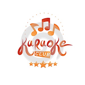 Karaoke club vector emblem created using musical notes, design e