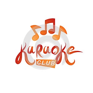 Karaoke club vector emblem created using musical notes.