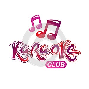 Karaoke club vector emblem created using musical notes, design e