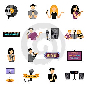 Karaoke Flat Icons Set