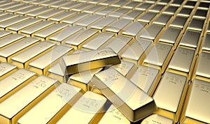 24 karat gold bars in a vault photo