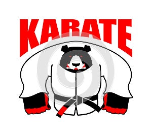 Karate Bear mascot. grizzly in judo kimono. Angry sport animal