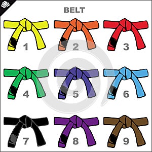Karate belts poster. Vector. photo