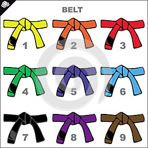 Karate belts poster. Vector.