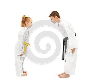 Karate boy and girl photo