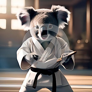 A karate-chopping koala in martial arts uniform, executing powerful moves4 photo