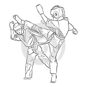 Karate fight of two boys