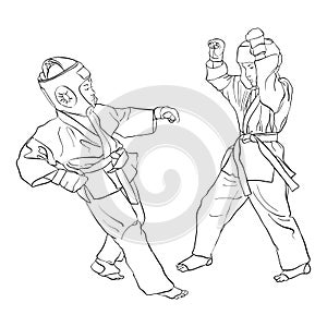 Karate fight of two boys