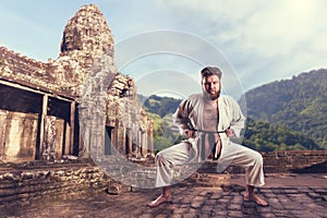 Karate fighter in karate stance