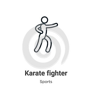 Karate fighter outline vector icon. Thin line black karate fighter icon, flat vector simple element illustration from editable