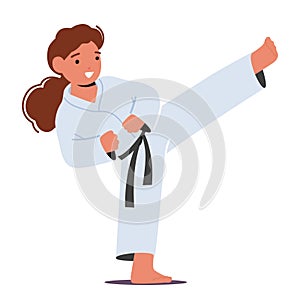 Karate Girl Character, Fierce, Disciplined, And Determined Child Gracefully Masters The Art Of Self-defense
