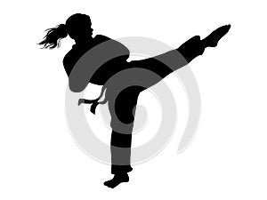 Karate girl vector.Fighter girl silhouette. photo