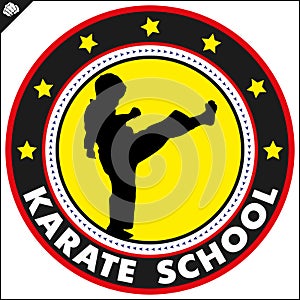 Karate high kick emblem. Martial art colored simbol design. Vector, EPS. photo