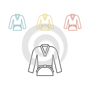 Karate or judo uniform. Kimono line icon