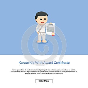 Karate kid with award certificate