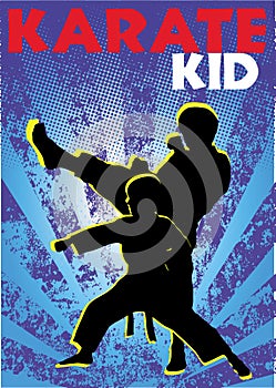Karate kids poster. Vector.