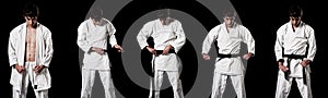 Karate male fighter dressing kimono high contrast