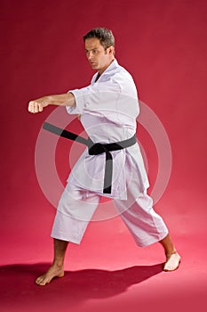 Karate man with black belt