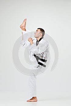 The karate man with black belt
