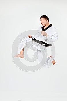 The karate man with black belt