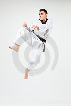 The karate man with black belt
