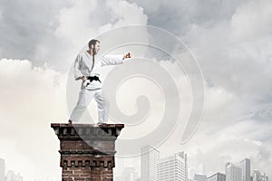 Karate man in white kimino