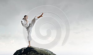 Karate man in white kimino