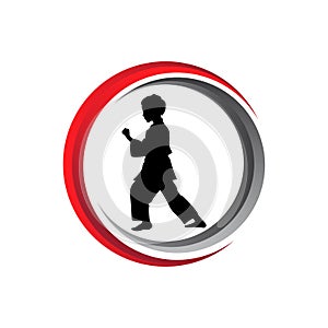 karate martial art combat pose vector icon logo design