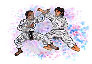 Karate men practicing The Power of Karate-Do, 2017