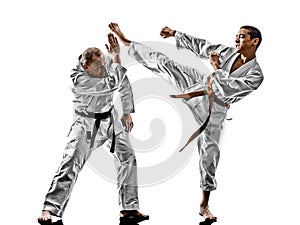 Karate men teenager student fighters fighting photo
