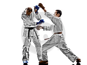 Karate men teenager student fighting protections photo