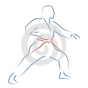 Karate moves, stylized karateka vector illustration photo