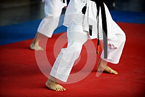 Karate practitioners on competition floor