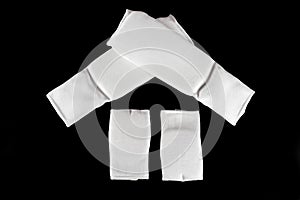 Karate protective gears set isolated on a black background.